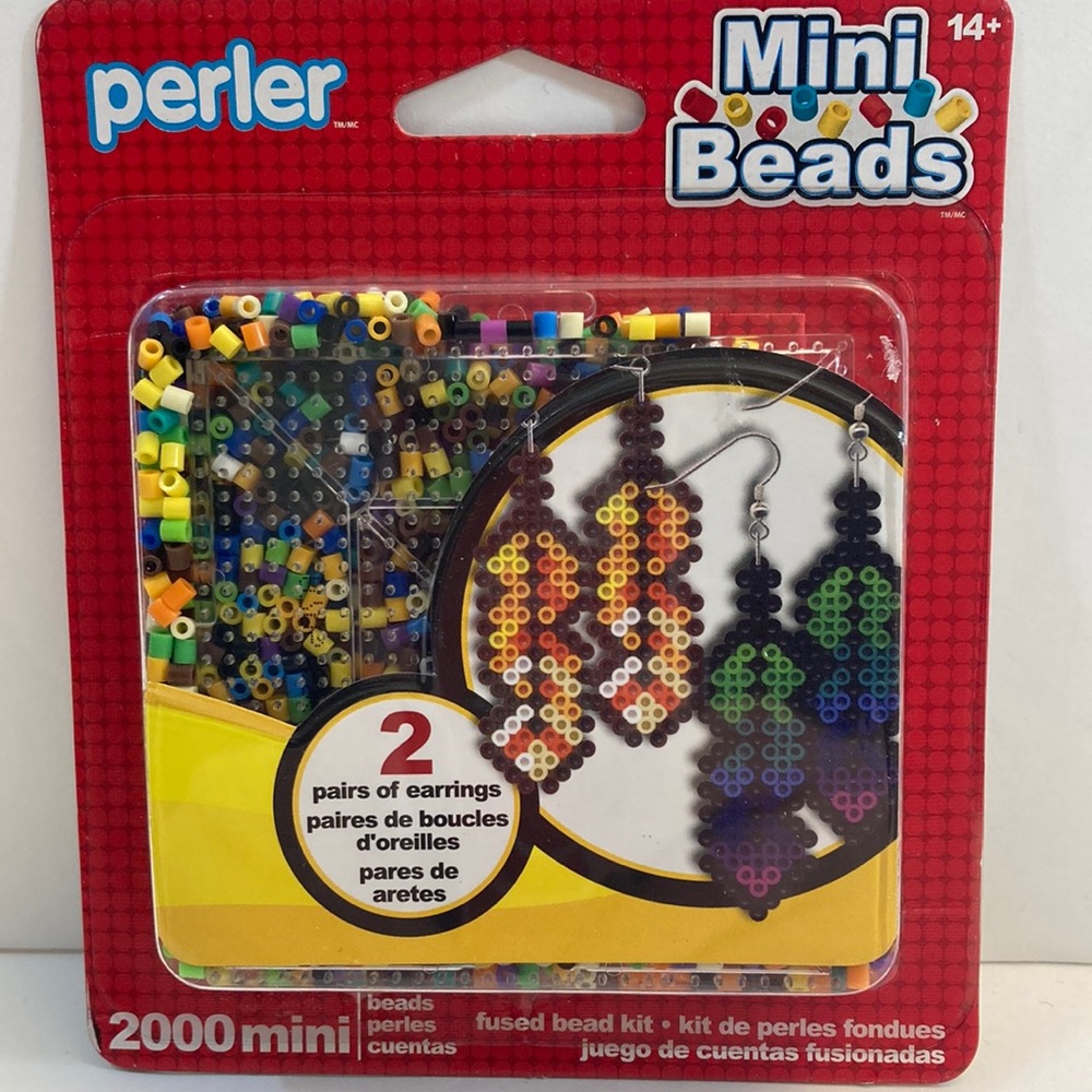 Perler Mini Beads Fused Bead Kit Earring Jewelry Making 2000 Beads Crafts